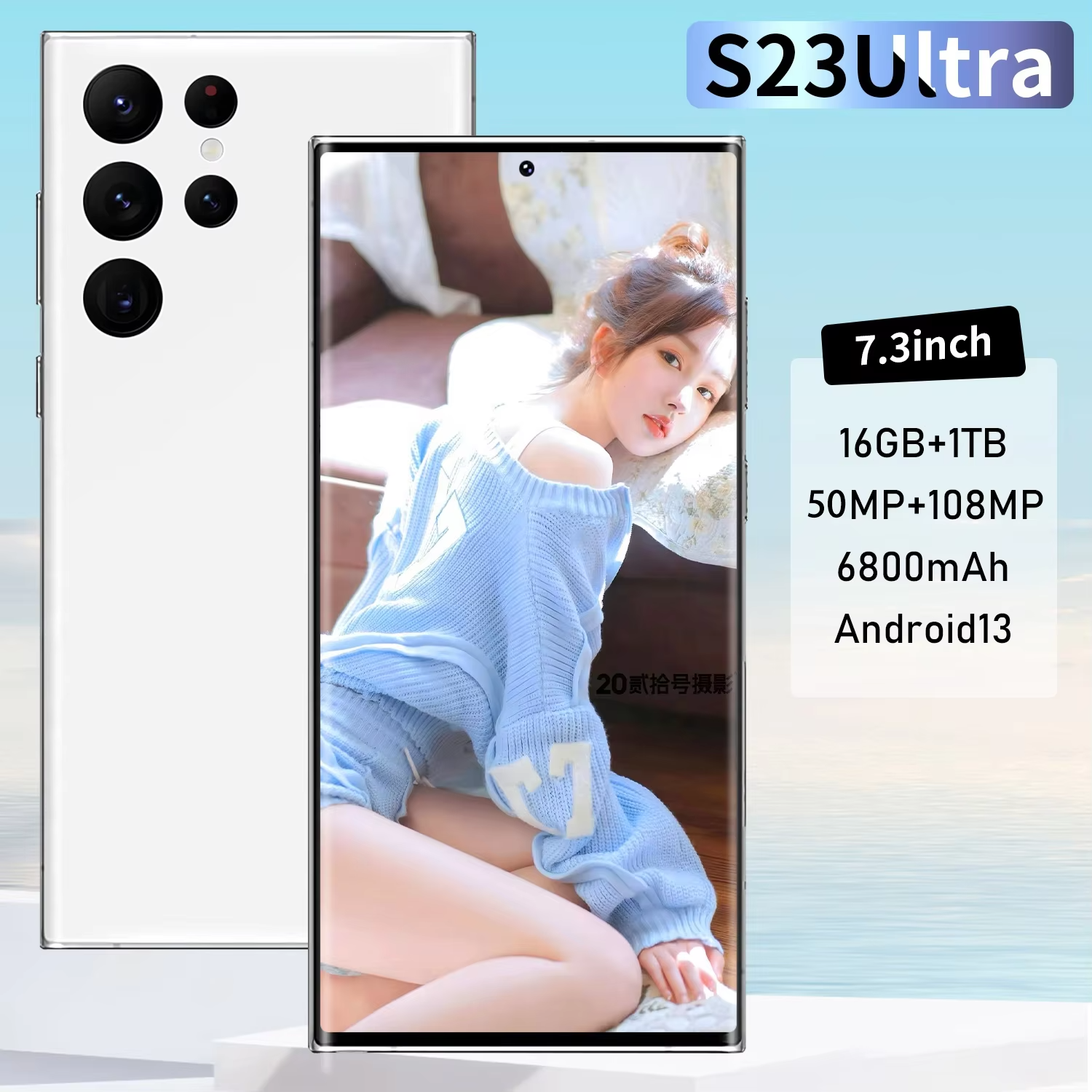 NEW 7.3 Inch S23 Ultra Smartphones Brand New 5g Network Cellphone 16g+1tb Dual Sim Android Unlocked Mobile Phone 3G&4G Cellphone
